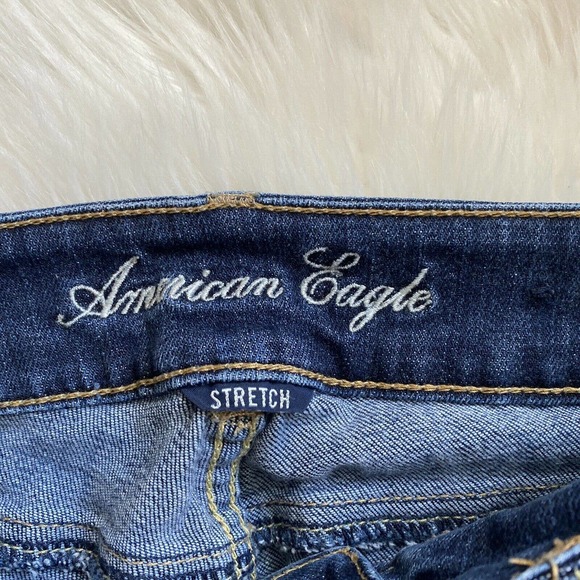 American Eagle Outfitters Blue Jean Denim Artist Stretch Size 2 Regular Med Dark - Picture 3 of 10